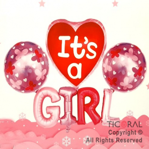 SET DE GLOBOS METALIZADO IT´S A GIRL 4 UNIDADES X 1